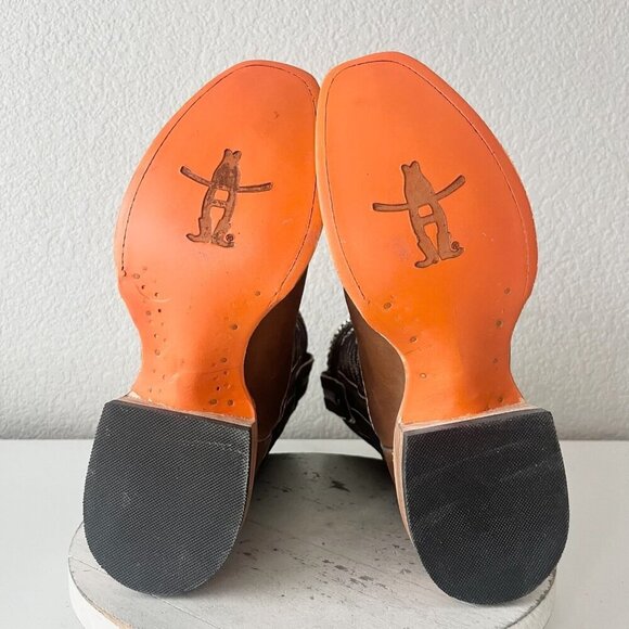 Lane RODEO HOUSTON Mens Cowboy Boots 9.5 Brown Leather Western Blunt Toe - Picture 6 of 12